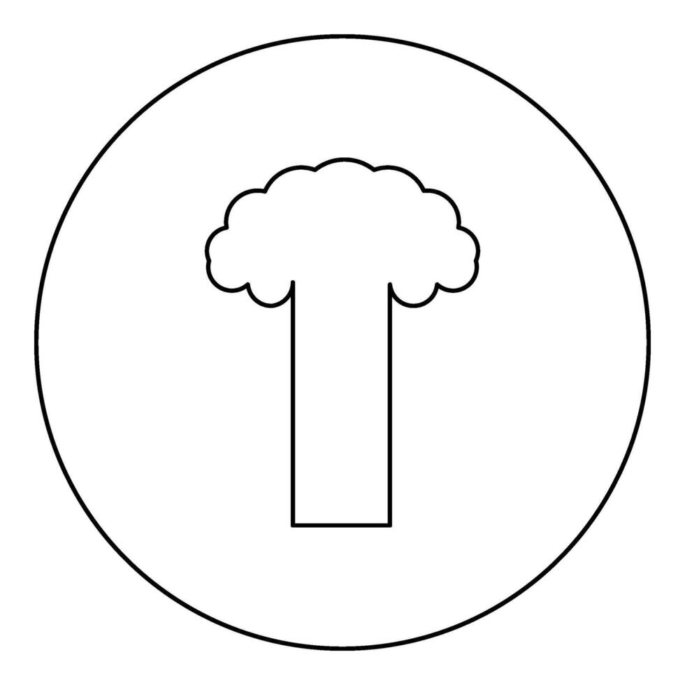 nucleair explosie barsten paddestoel explosief verwoesting icoon in cirkel ronde zwart kleur vector illustratie beeld schets contour lijn dun stijl