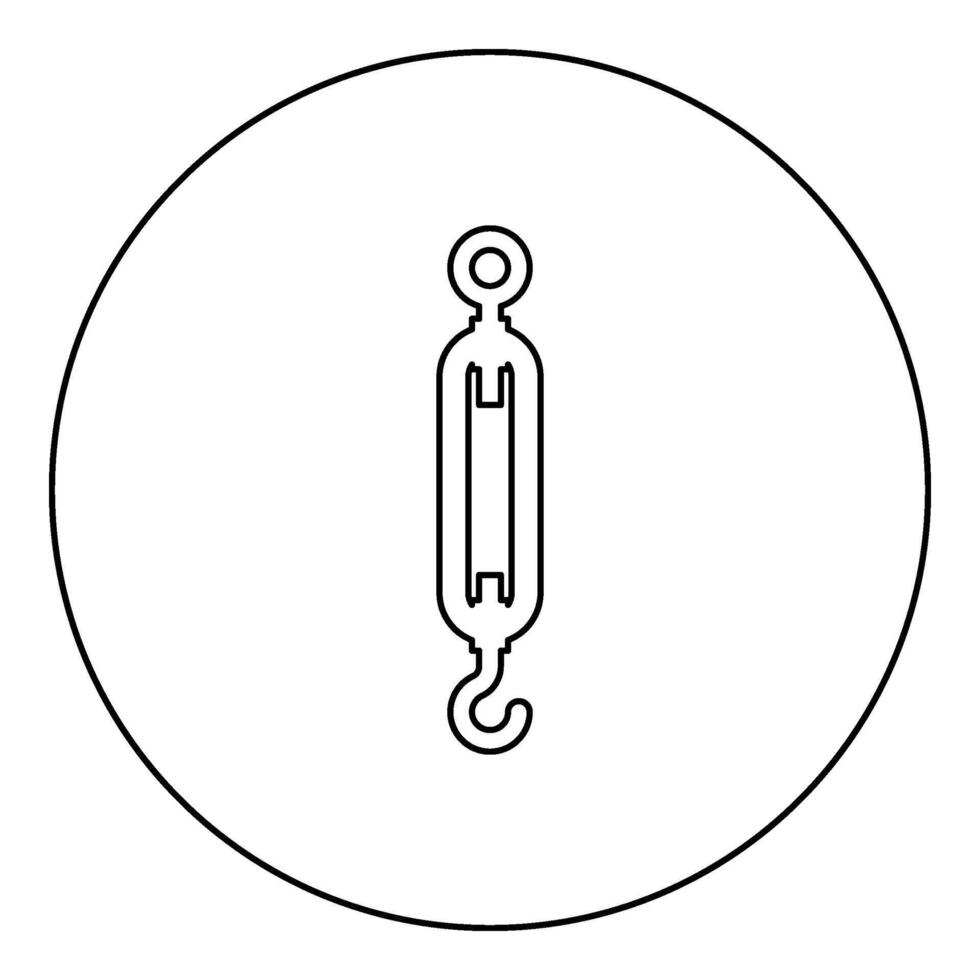 spanschroef spannen draad concept hardware icoon in cirkel ronde zwart kleur vector illustratie beeld schets contour lijn dun stijl