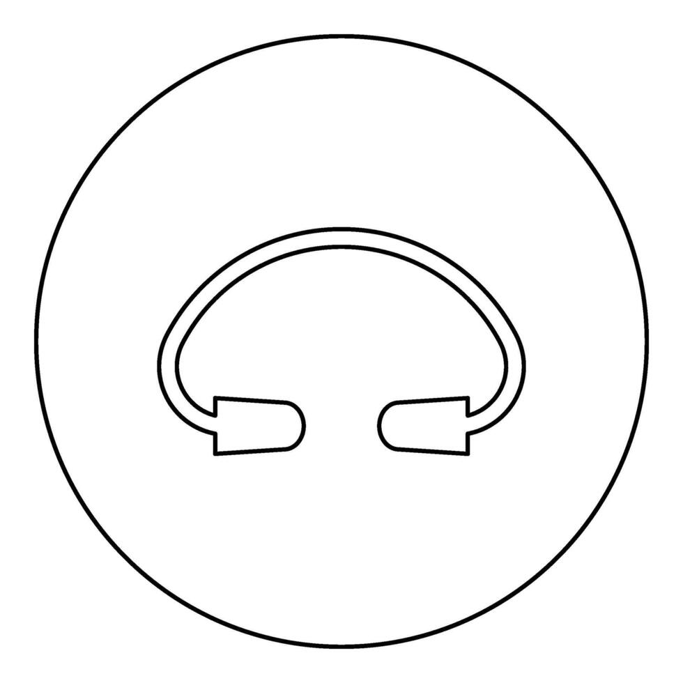 oordopje oor plug bescherming apparaat icoon in cirkel ronde zwart kleur vector illustratie beeld schets contour lijn dun stijl