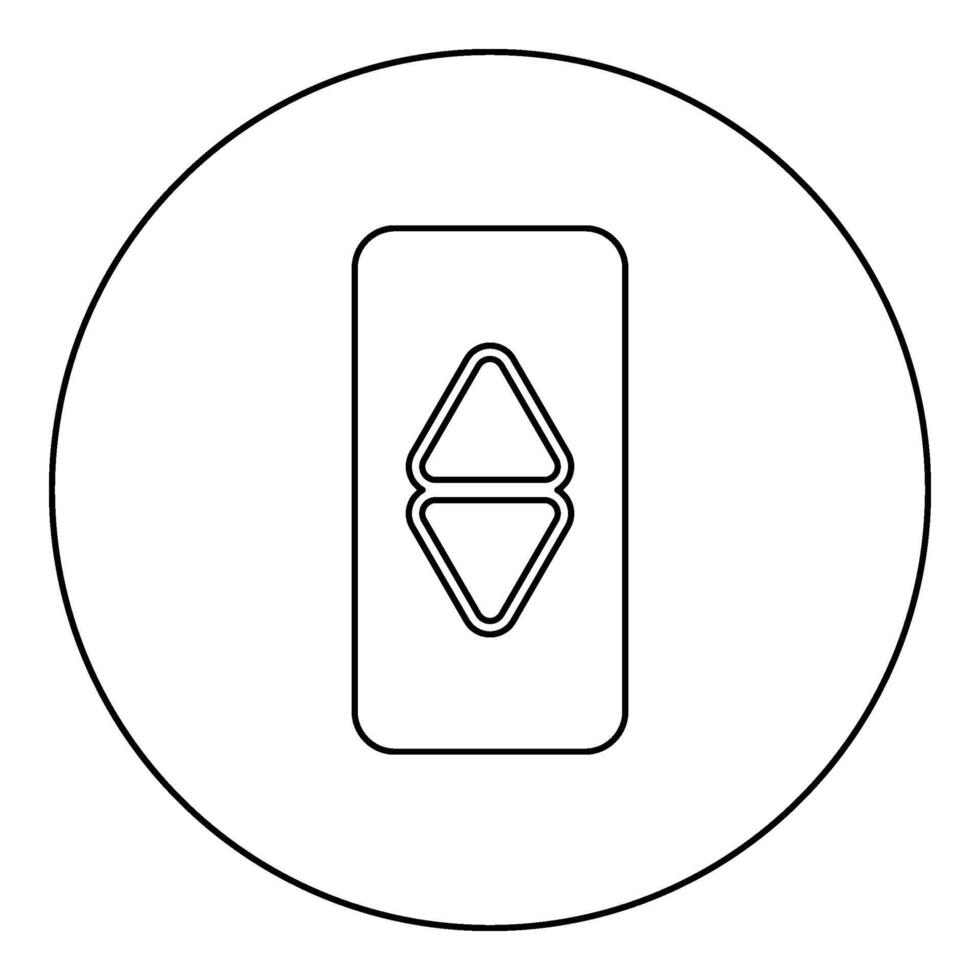 optillen knop lift paneel omhoog en naar beneden elk verdieping met pijl keuze icoon in cirkel ronde zwart kleur vector illustratie beeld schets contour lijn dun stijl