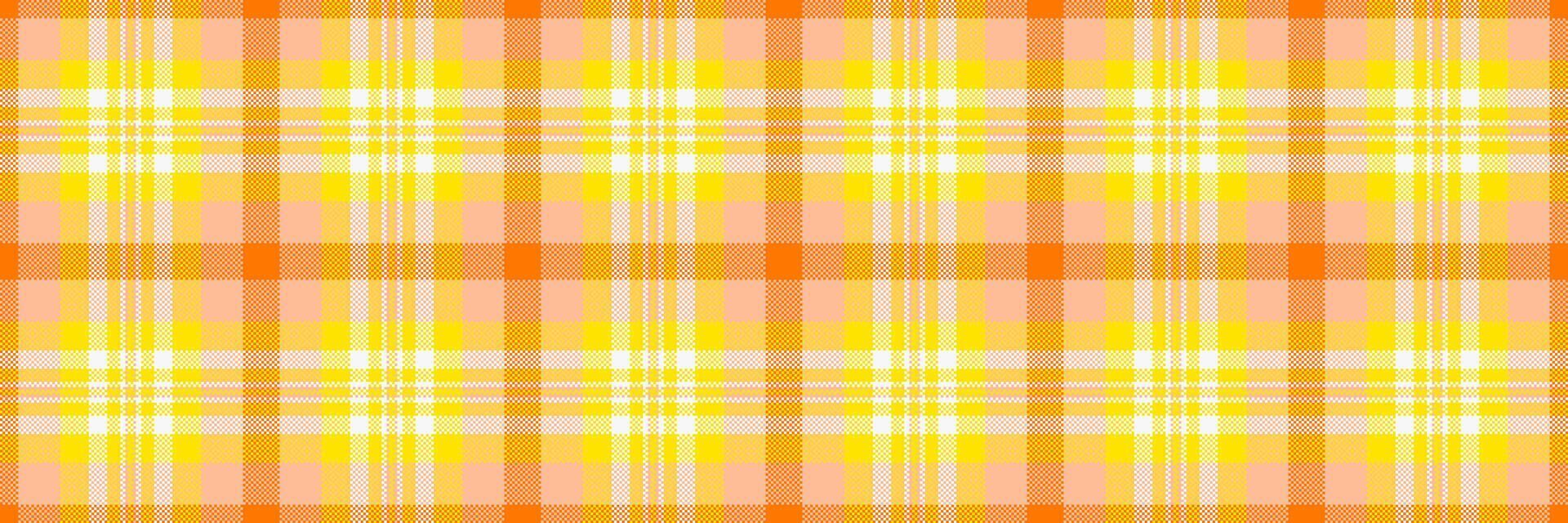 tafelkleed naadloos controleren tartan, verjaardag kaart achtergrond structuur kleding stof. tafelzeil plaid vector textiel patroon in oranje en radioactief kleuren.