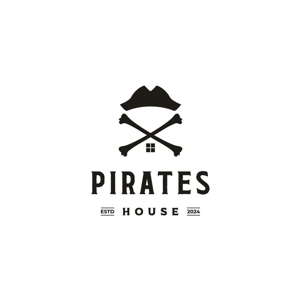 piraten huis logo ontwerp concept vector