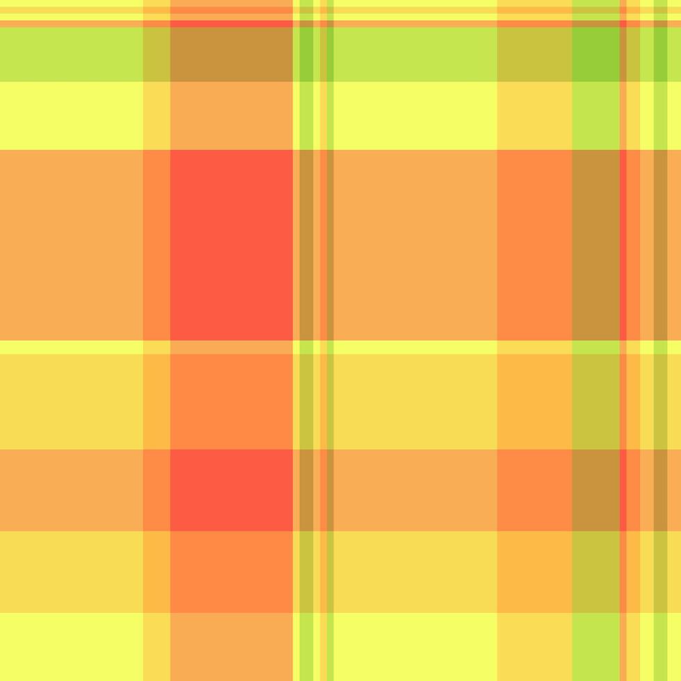 diagonaal vector structuur kleding stof, tijdschrift achtergrond Schotse ruit naadloos. paneel patroon textiel plaid controleren in oranje en limoen kleuren.