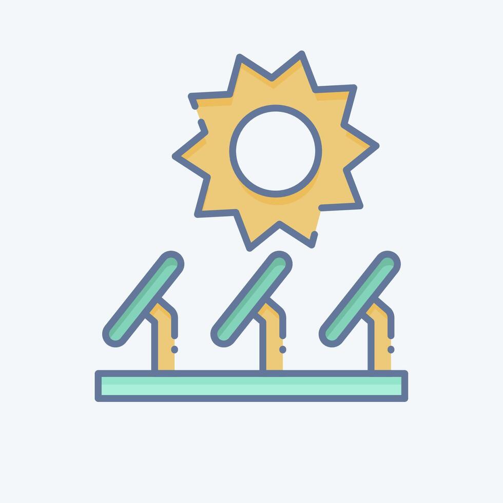 icoon zonne- fabriek. verwant naar zonne- paneel symbool. tekening stijl. gemakkelijk ontwerp illustratie. vector