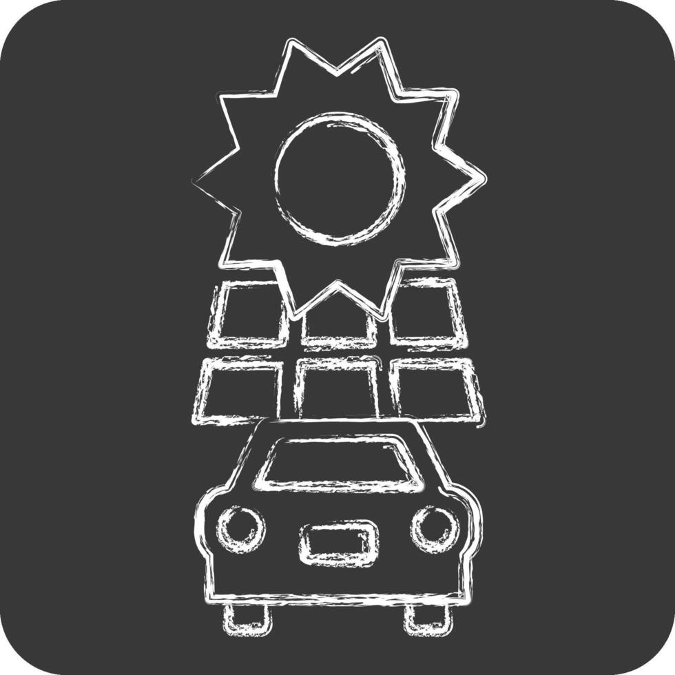 icoon zonne- voertuig. verwant naar zonne- paneel symbool. krijt stijl. gemakkelijk ontwerp illustratie. vector