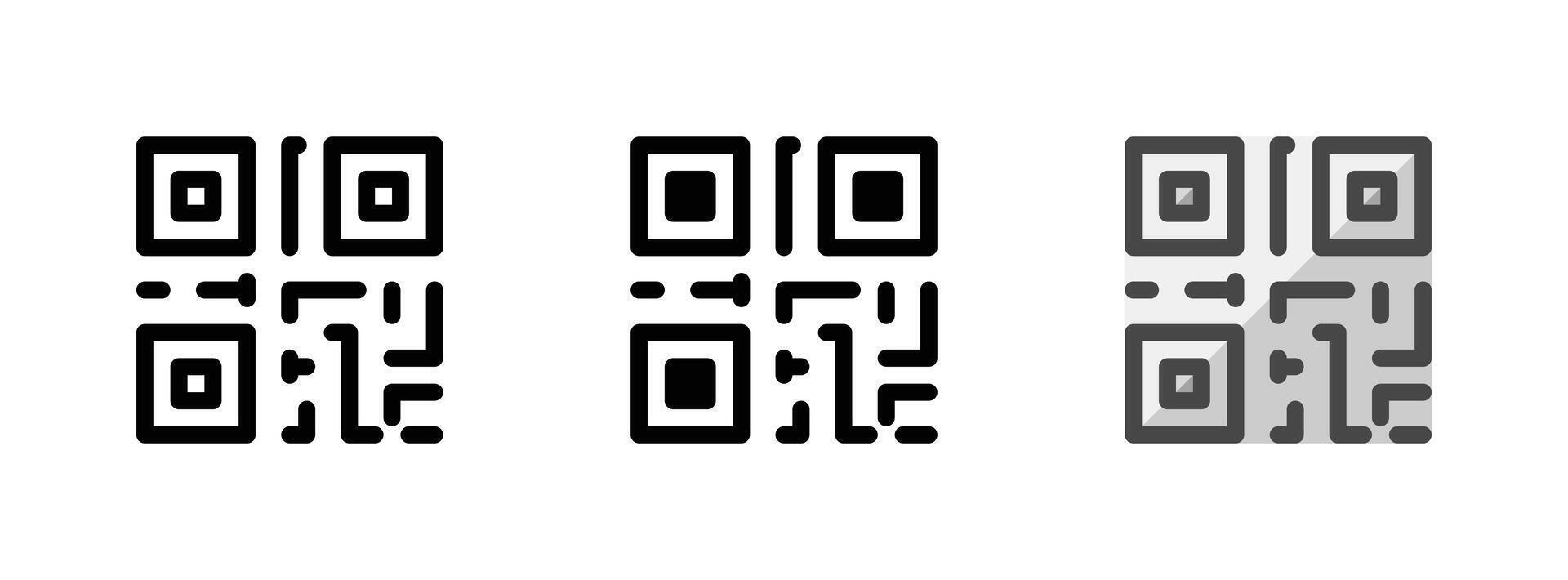 multipurpose qr code vector icoon in schets, glyph, gevulde schets stijl