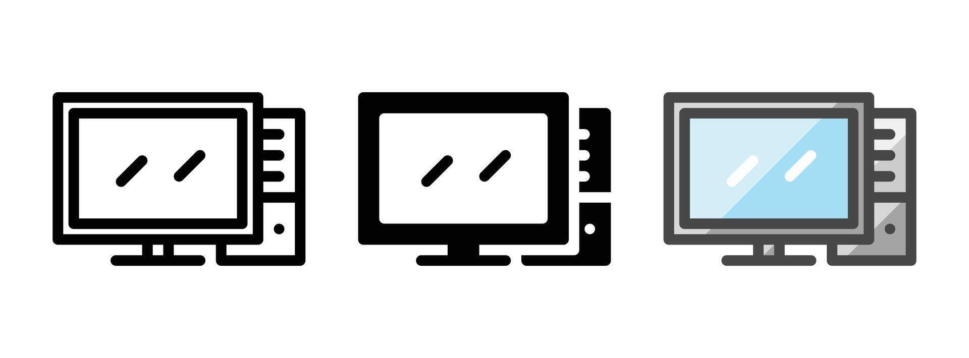 multipurpose computer vector icoon in schets, glyph, gevulde schets stijl