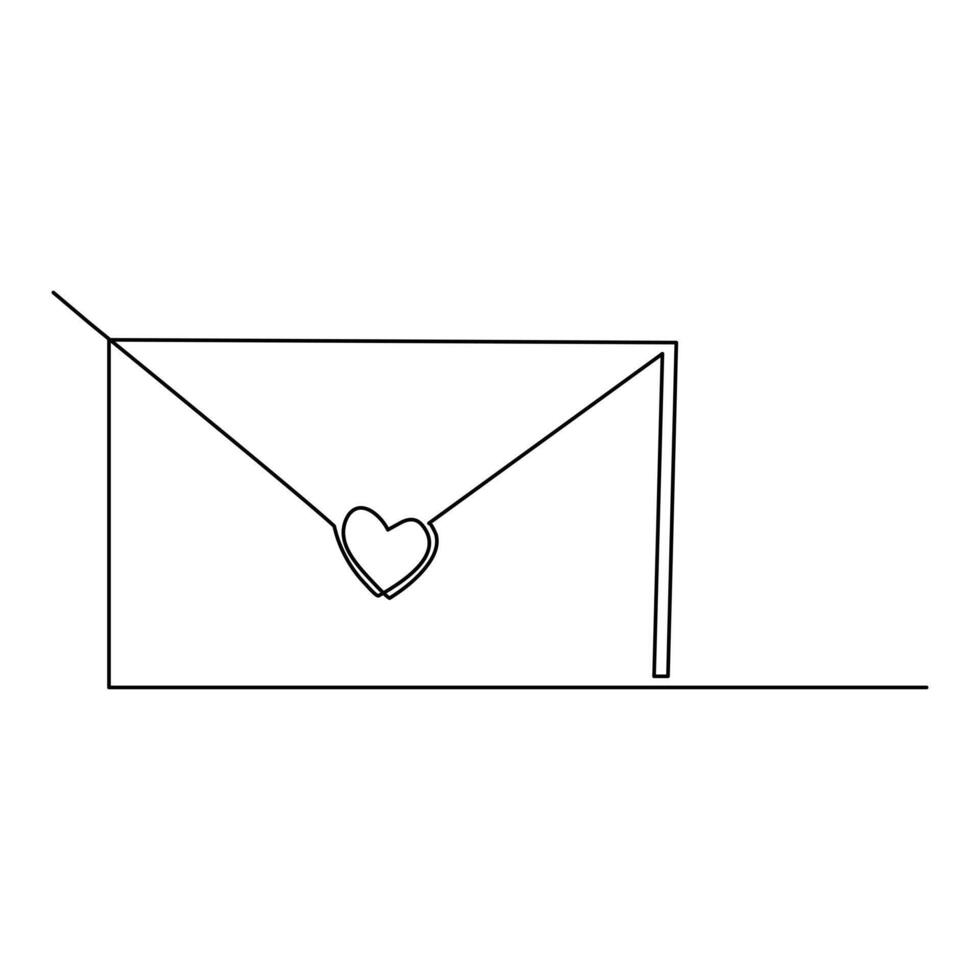 doorlopend een lijn tekening van envelop met hart. liefde brief. vector illustratie
