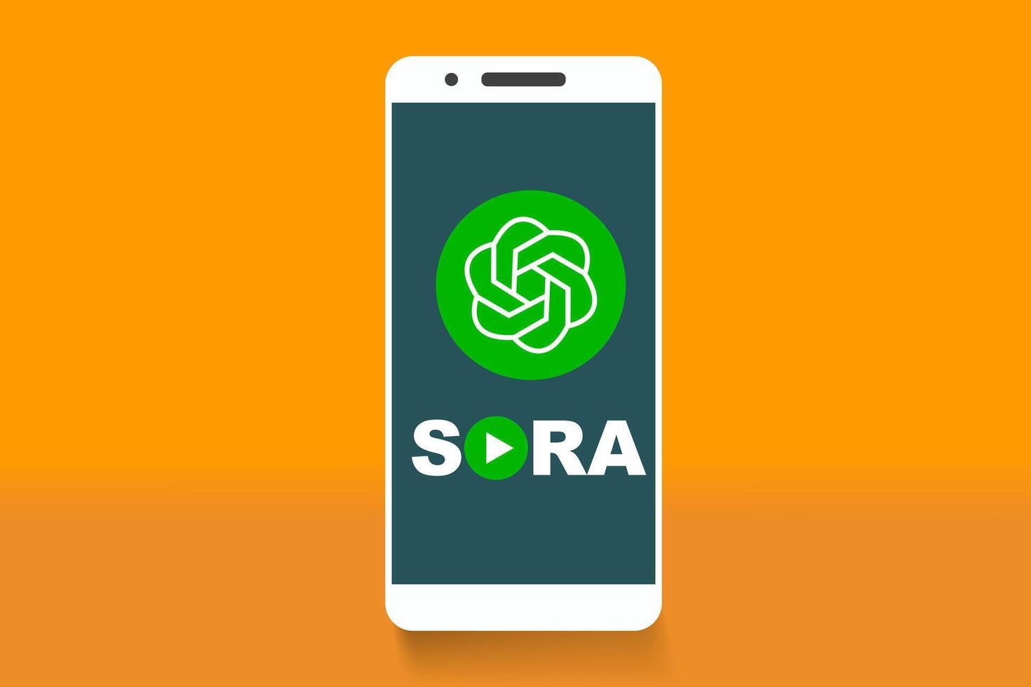 sora ai logo online video generator Aan smartphone scherm vector. mobiel telefoon met sora icoon. sora is een kunstmatig intelligentie- van tekst naar video generator, video model- van openai chatgpt. vector