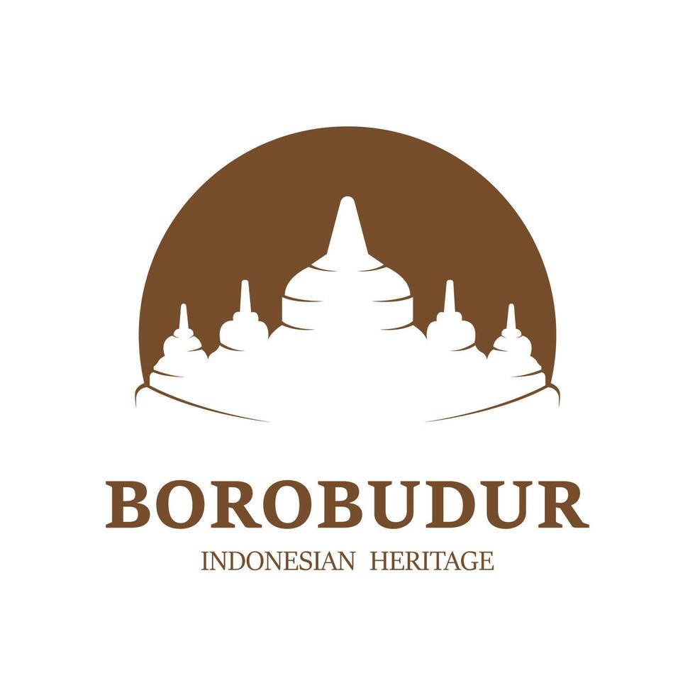 gemakkelijk borobudur tempel logo vector ontwerp, stoepa van borobudur steen tempel Indonesisch erfgoed silhouet logo ontwerp