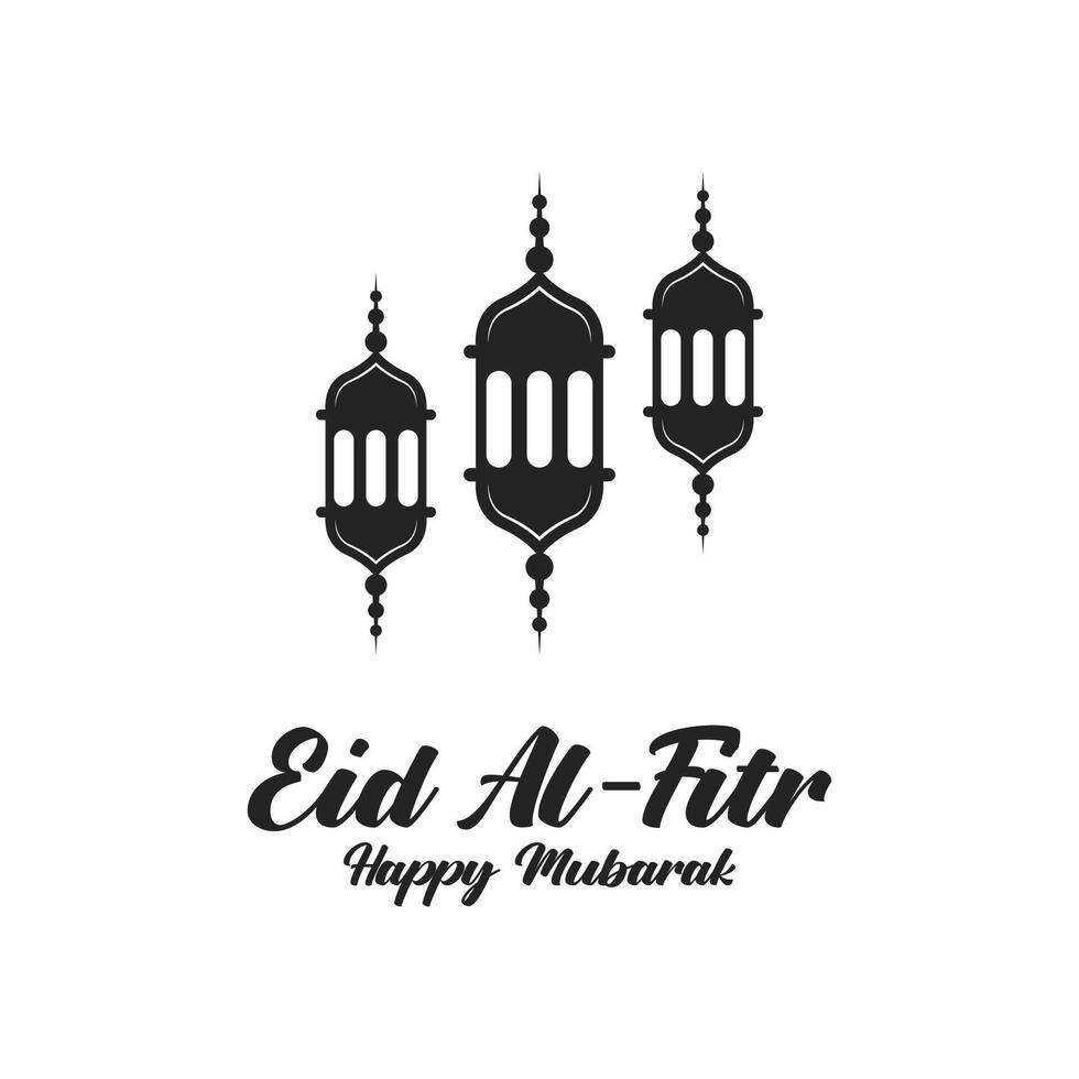 eid al fitr mubarak logo ontwerp met de concept van lantaarns en moskeeën. logo voor hartelijk groeten, vriendschap, moslims en viering vector