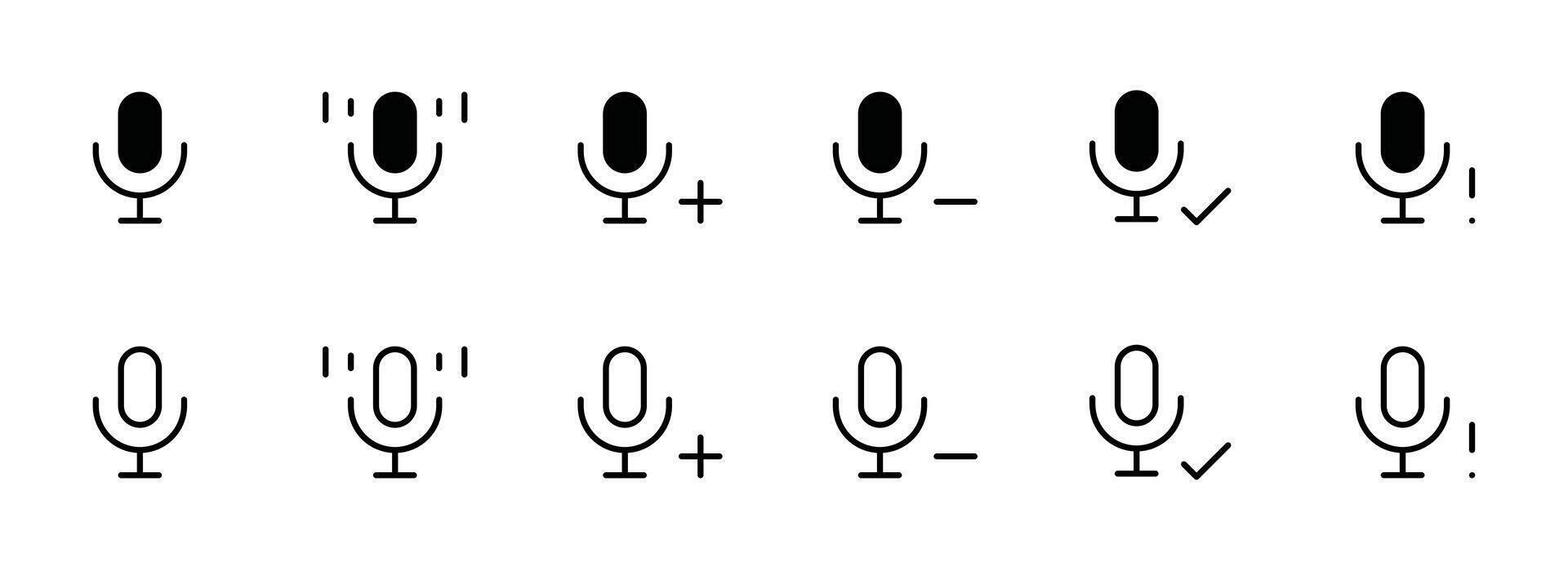 microfoon icoon set. verschillend microfoon verzameling vector