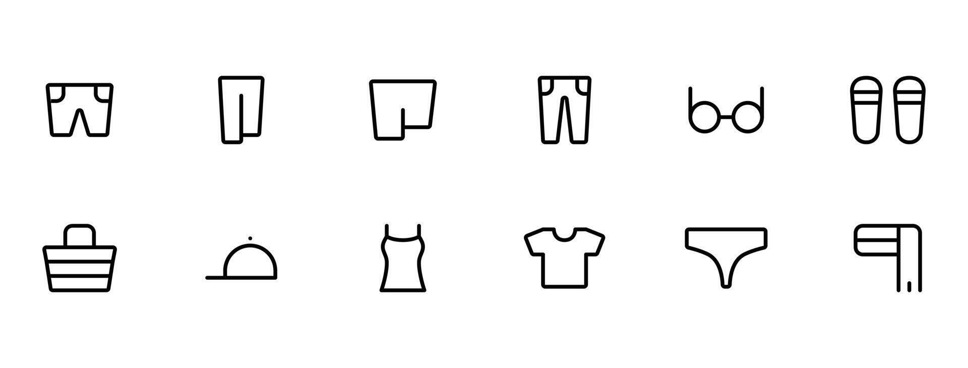 verzameling van pictogrammen van verschillend kleren en accessoires. vector