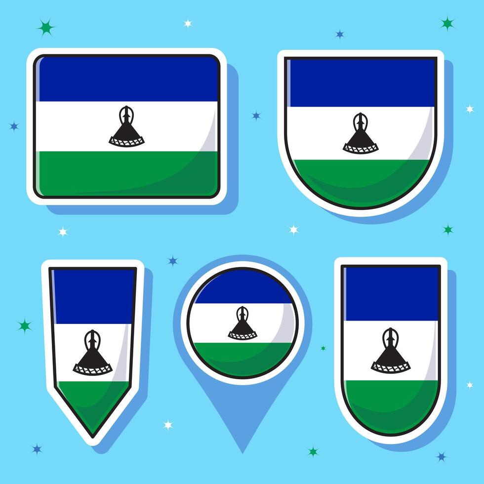 vlak tekenfilm vector illustratie van Lesotho nationaal vlag met veel vormen binnen