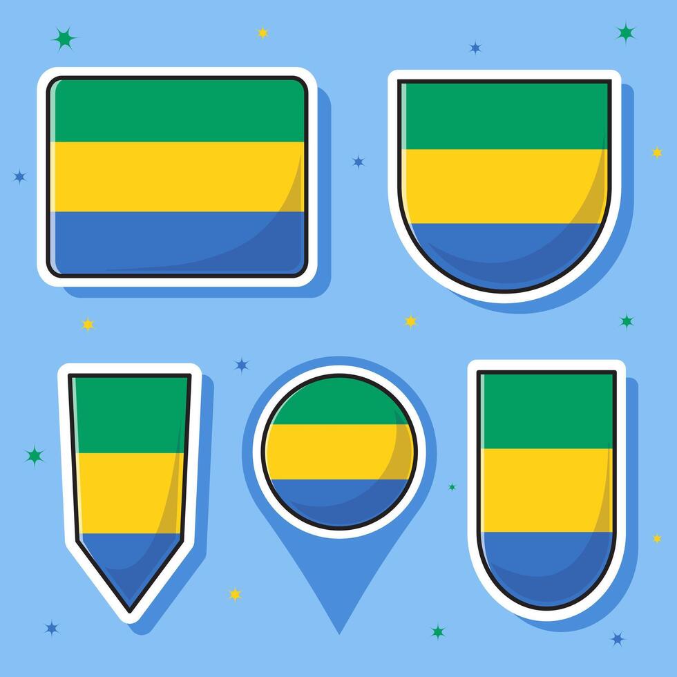 vlak tekenfilm vector illustratie van Gabon nationaal vlag met veel vormen binnen