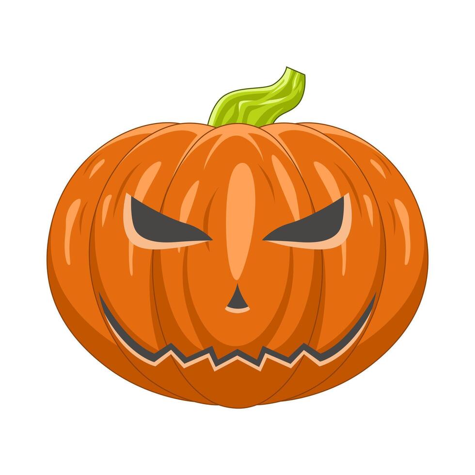 halloween pompoen illustratie. herfst symbool. halloween eng pompoen. oranje squash tekenfilm, geïsoleerd Aan een wit achtergrond. vector