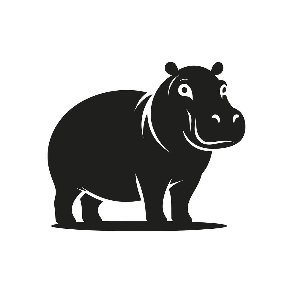 majestueus zoogdier Afrikaanse nijlpaard silhouet vector illustratie