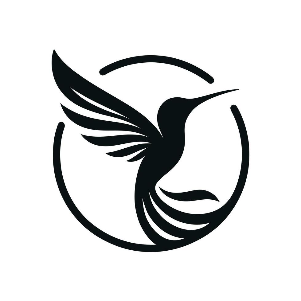 gevleugeld majesteit kolibrie icoon logo ontwerp sjabloon in silhouet vector