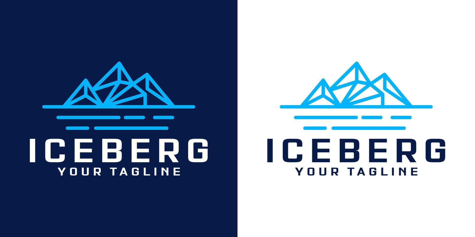 abstract berg of ijsberg logo ontwerp met lijn stijl vector