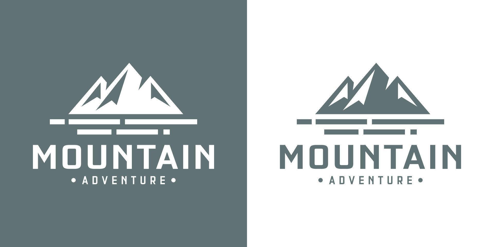 abstract berg en rivier- logo ontwerp vector