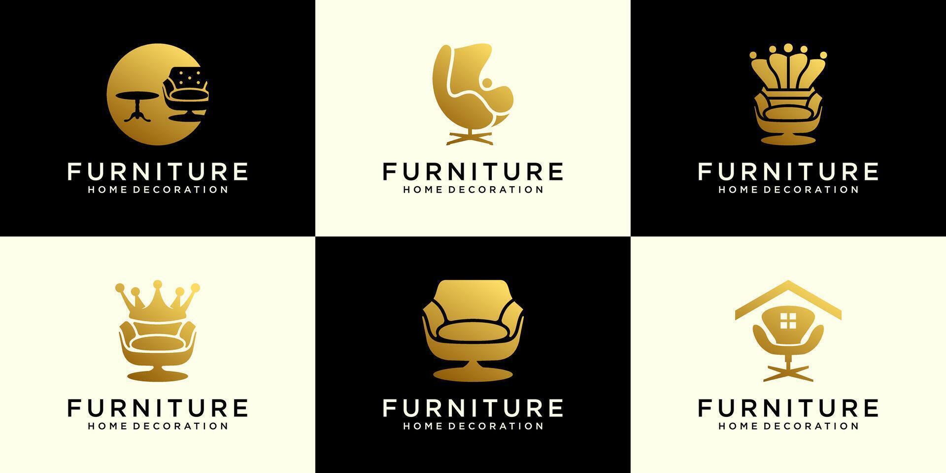 verzameling van logo ontwerp inspiratie voor huis ontwerpen, huis banken, stoelen, minimalistische interieur meubilair vector