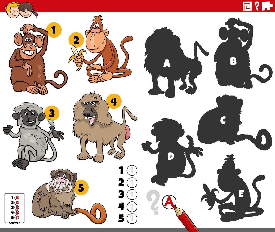 vinden schaduwen werkzaamheid met tekenfilm apen dieren vector