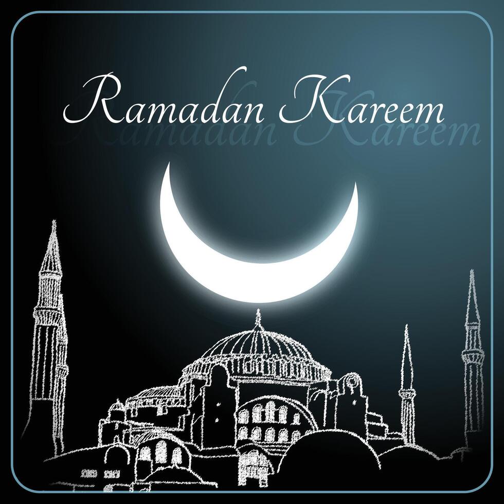 Ramadan kareem concept. hagia sophia en halve maan maan. Ramazan of Islamitisch concept vector. vector