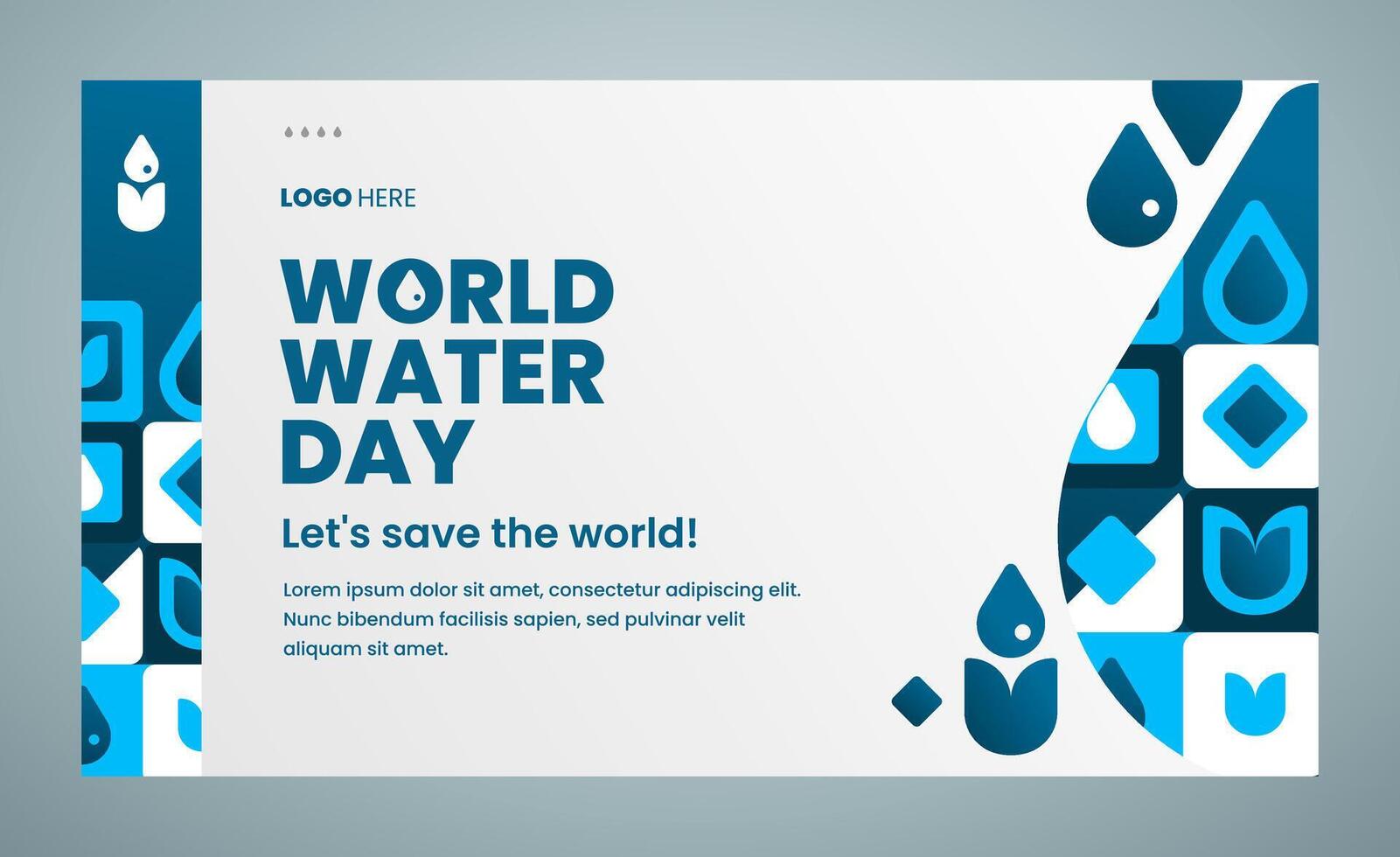 wereld water dag banier en landen bladzijde ontwerp sjabloon vector