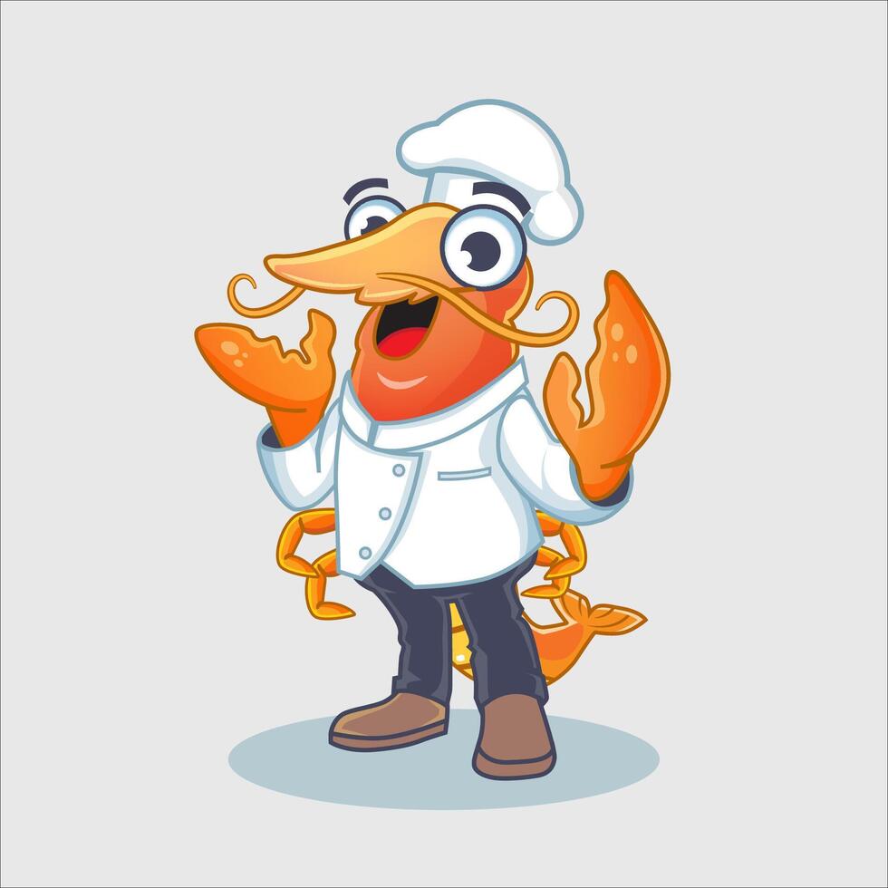 mascotte chef-kok garnaal vector