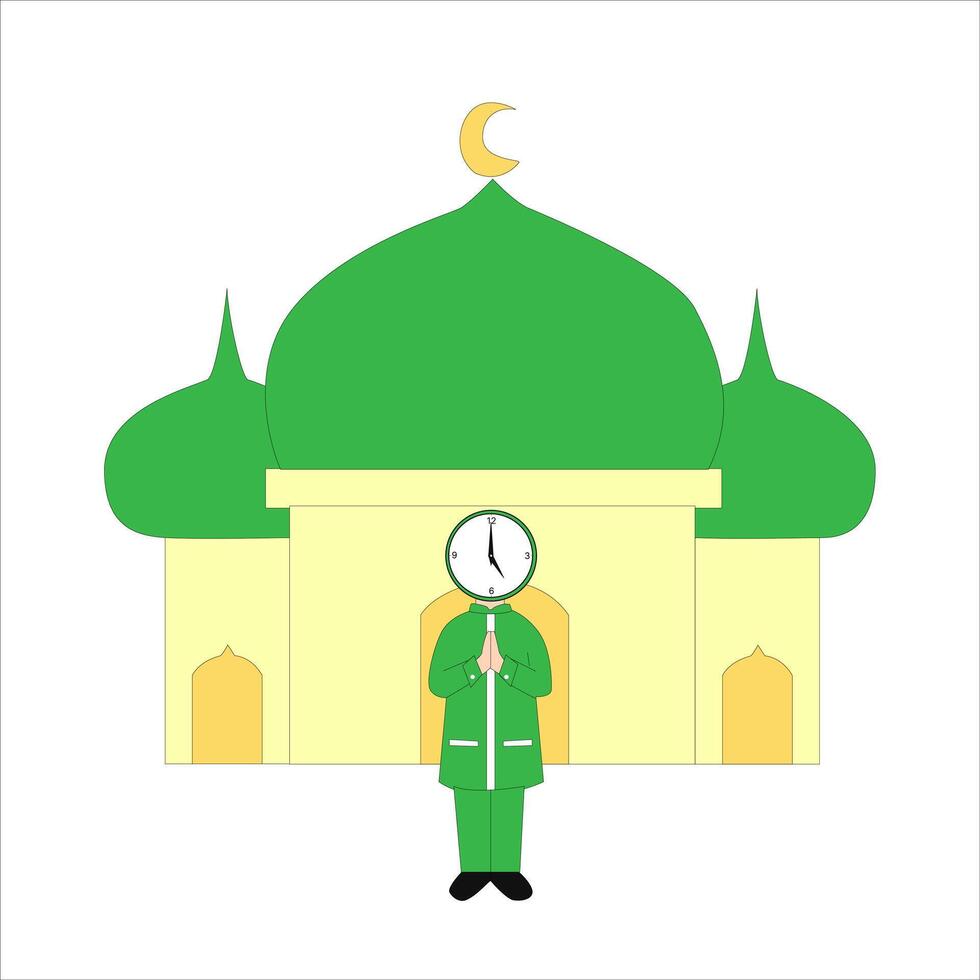 Gefeliciteerd voor eid al fitri en eid mubarak voor mannen vector