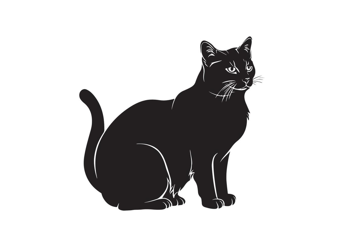 ai gegenereerd kat silhouet vector illustratie Aan een wit achtergrond