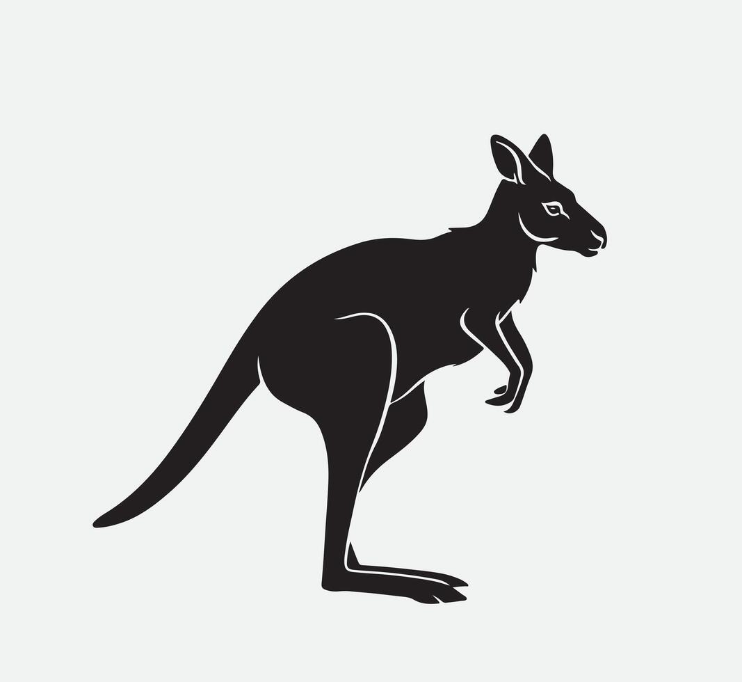 ai gegenereerd silhouet kangoeroe geïsoleerd Aan wit vector