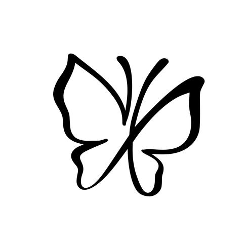 Hand getrokken kalligrafie logo van vlinder. Schoonheid cosmetisch concept. Ecologie vectorelement. Eco pictogramontwerp voor bruiloft en vakantie, wenskaart vector