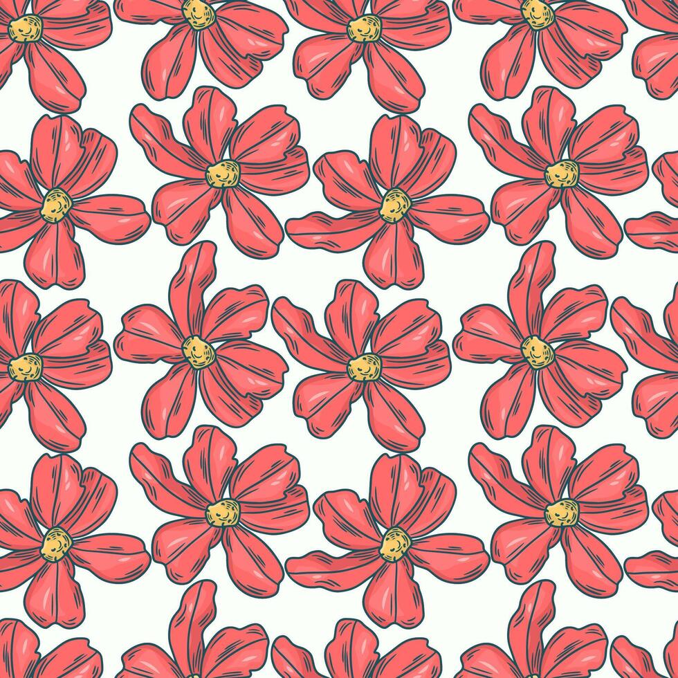 bloemen schetsen naadloos patroon vector