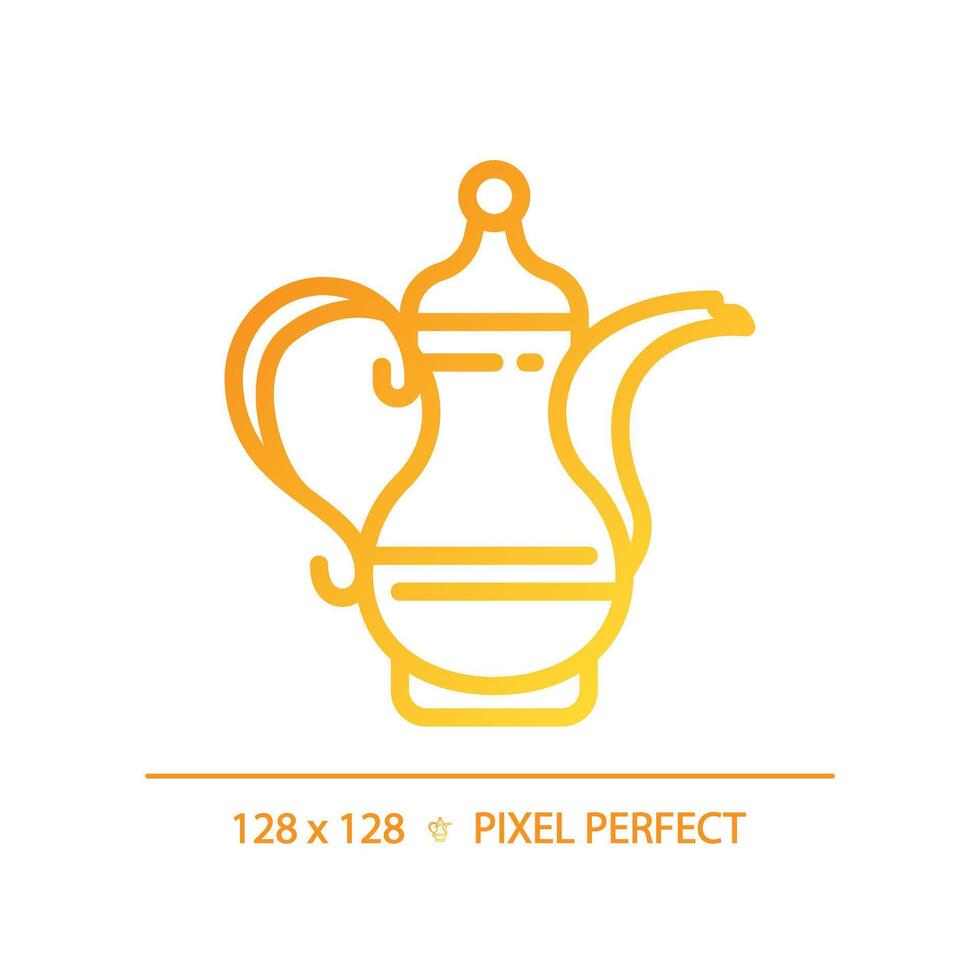 Arabisch koffie pot helling lineair vector icoon. antiek handgemaakt traditioneel pot. uniek prestigieus cultuur. dun lijn kleur symbool. modern stijl pictogram. vector geïsoleerd schets tekening