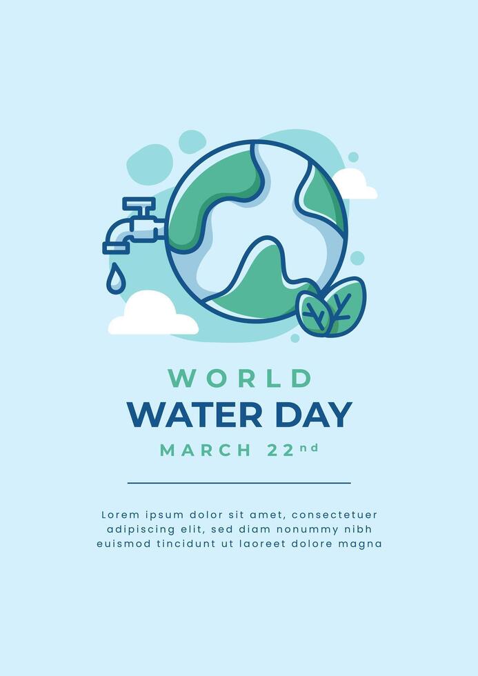 wereld water dag verticaal vlak ontwerp minimalistische poster sjabloon vector