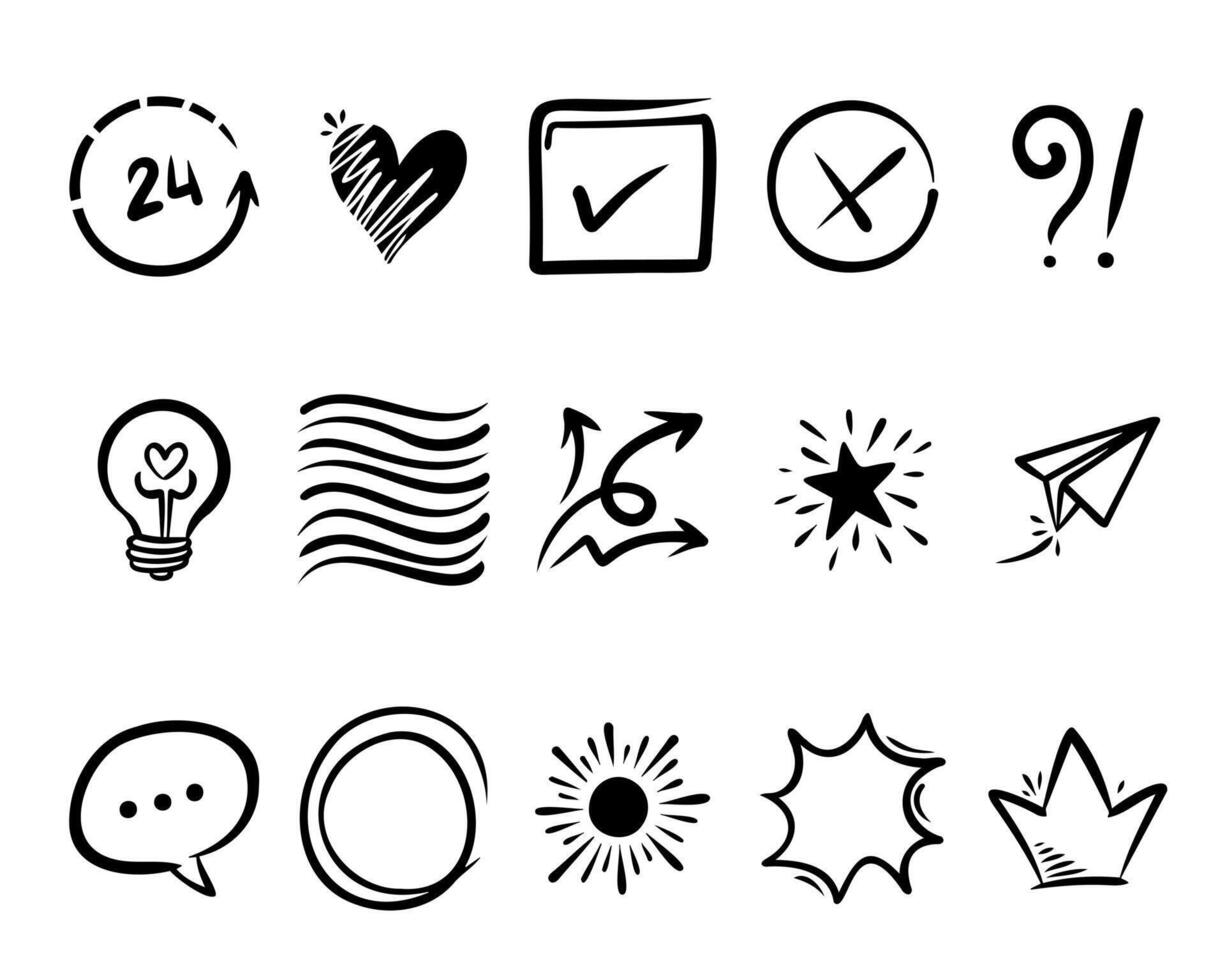 doodle element vector set, voor conceptontwerp.