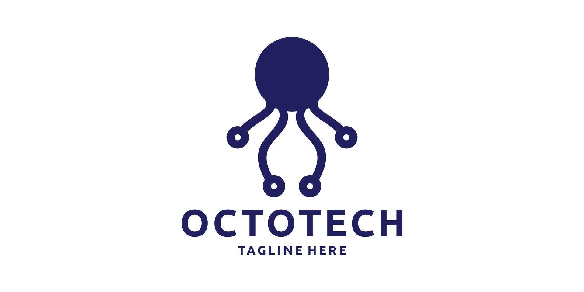 modern Octopus en technologie logo ontwerp, logo ontwerp sjabloon, symbool, creatief idee. vector