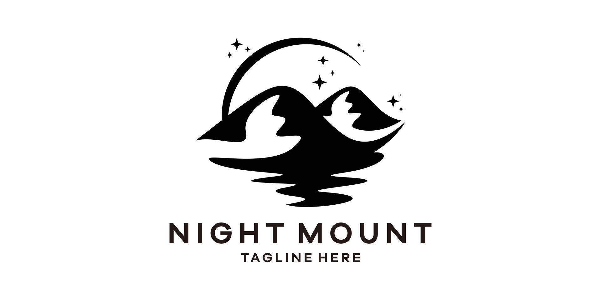 nacht berg logo ontwerp, logo ontwerp sjabloon symbool, creatief idee. vector