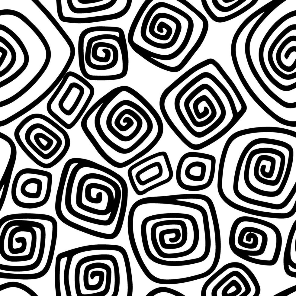 abstract hand- getrokken vector naadloos patroon. origineel gemakkelijk achtergrond van spiraal elementen. universeel ontwerp voor afdrukken, inpakken, kleding stof, textiel, kaart