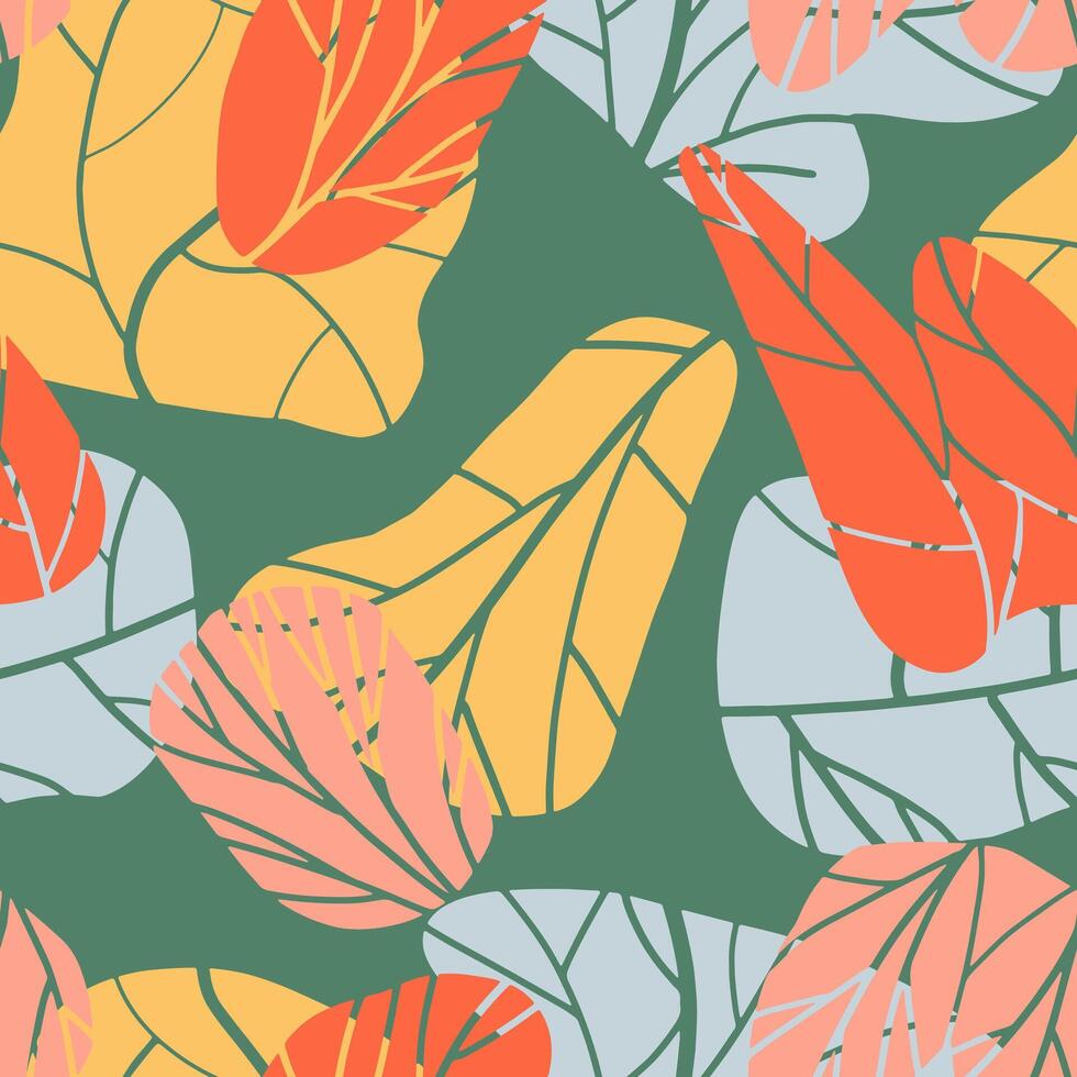 abstract bomen hedendaags ornament. vector naadloos patroon van biologisch vormen. ontwerp in natuurlijk herfst kleuren.