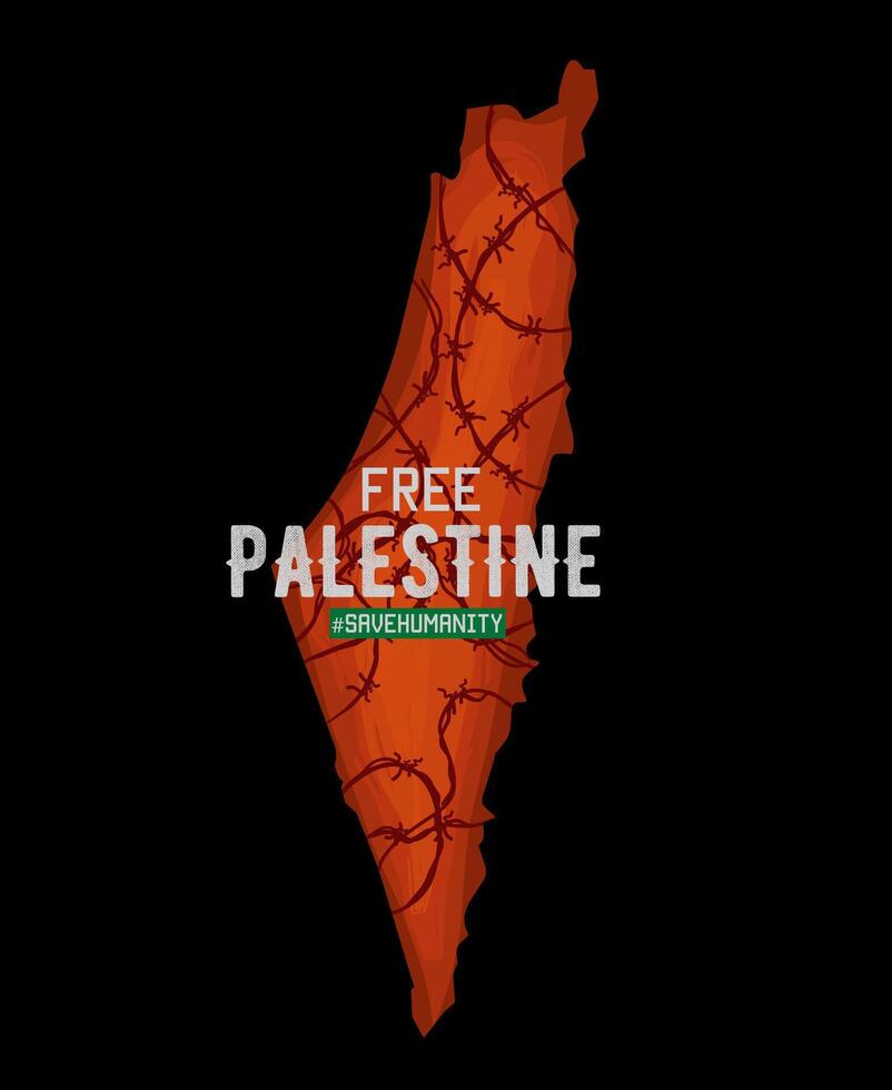 vector van vrij Palestina met met weerhaken draad perfect voor afdrukken, kleding, poster, enz