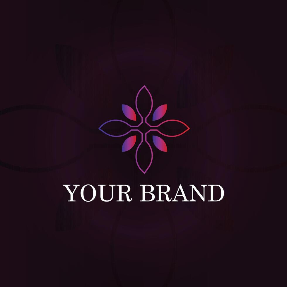 blad en bloem logo ontwerp elegant luxueus vector