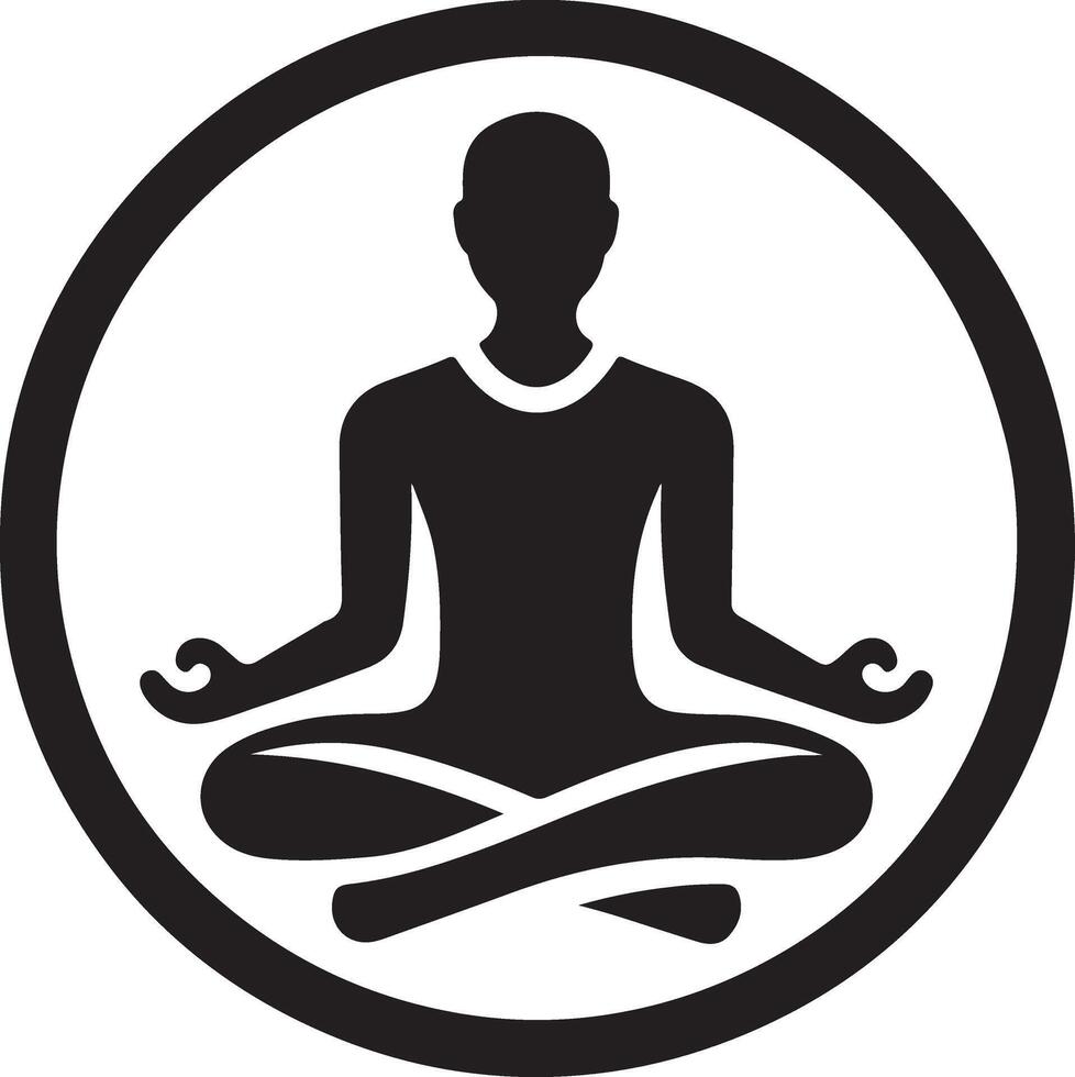 minimaal Mens aan het doen yoga icoon zwart kleur, clip art, symbool, silhouet 10 vector