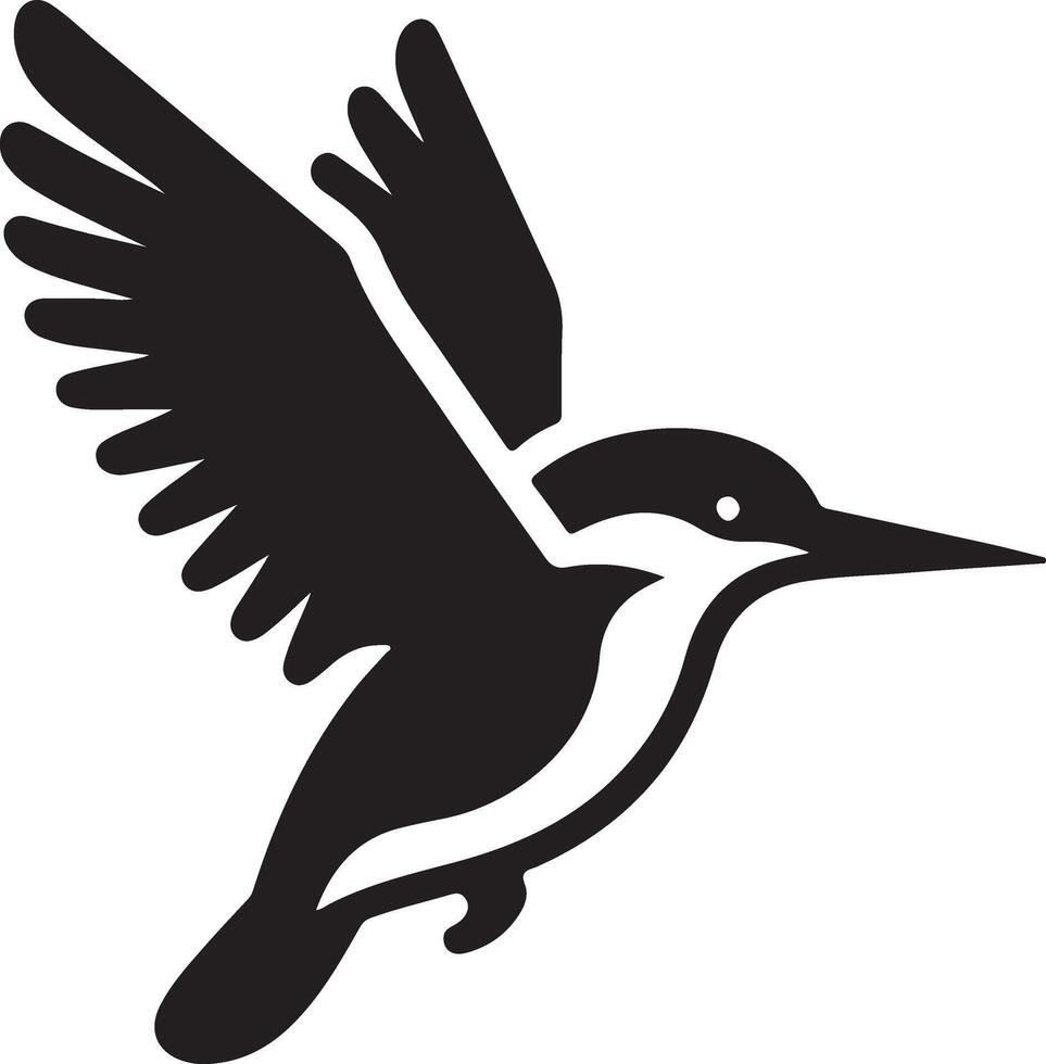ijsvogel vogel vector kunst icoon, clip art, symbool, zwart kleur silhouet, wit achtergrond 11
