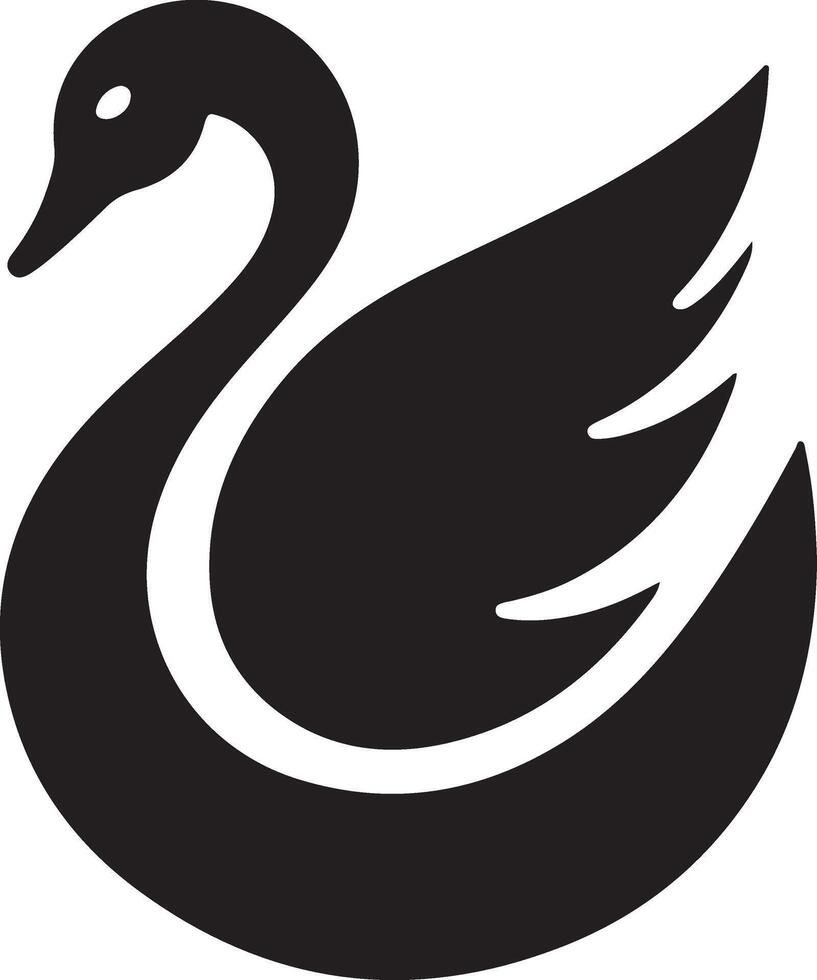 zwaan logo vector icoon, vlak symbool, zwart kleur silhouet, wit achtergrond