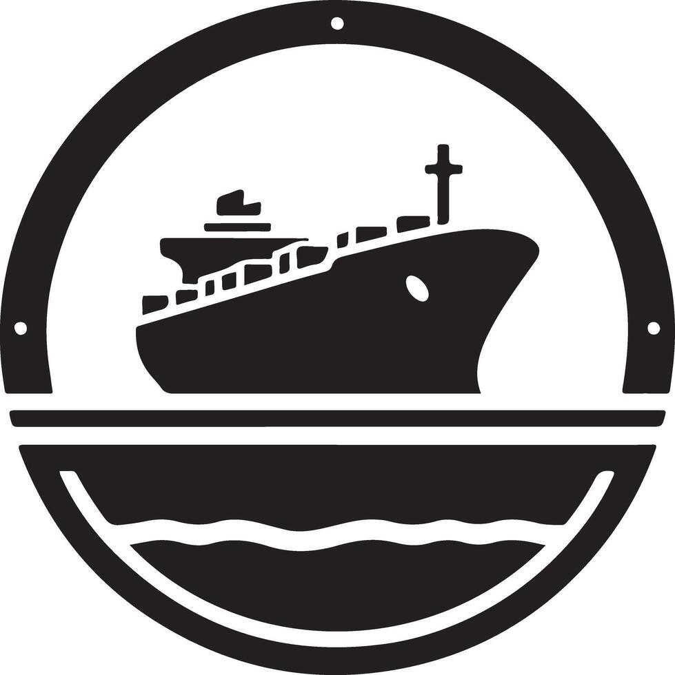 minimaal Internationale Verzending tanker schip onder ronde vorm logo vector icoon 6