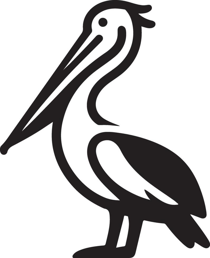minimaal pelikaan vector icoon, vlak symbool, zwart kleur silhouet, wit achtergrond 5