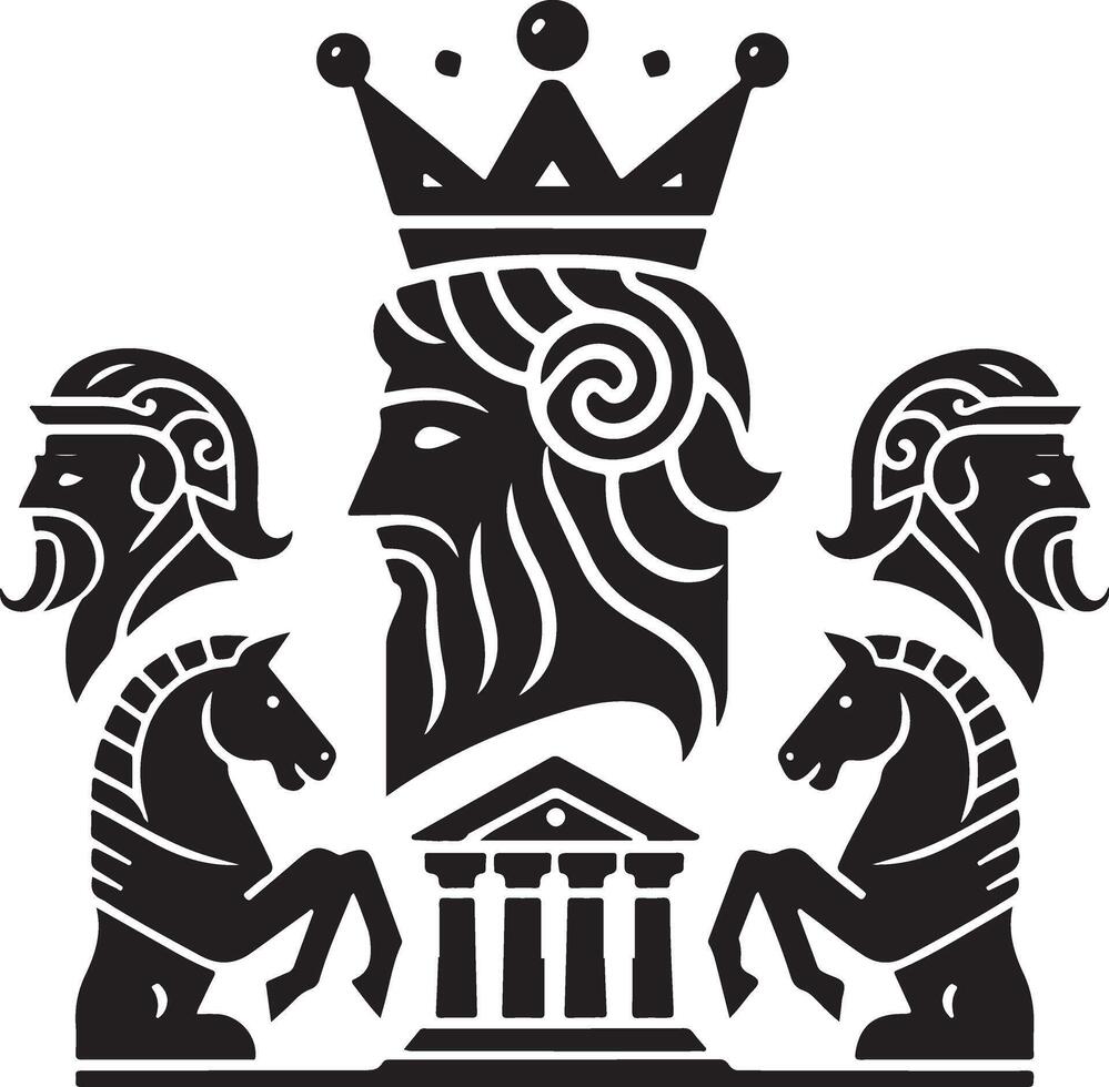 minimaal koning merk logo concept, zwart kleur silhouet, wit achtergrond 3 vector
