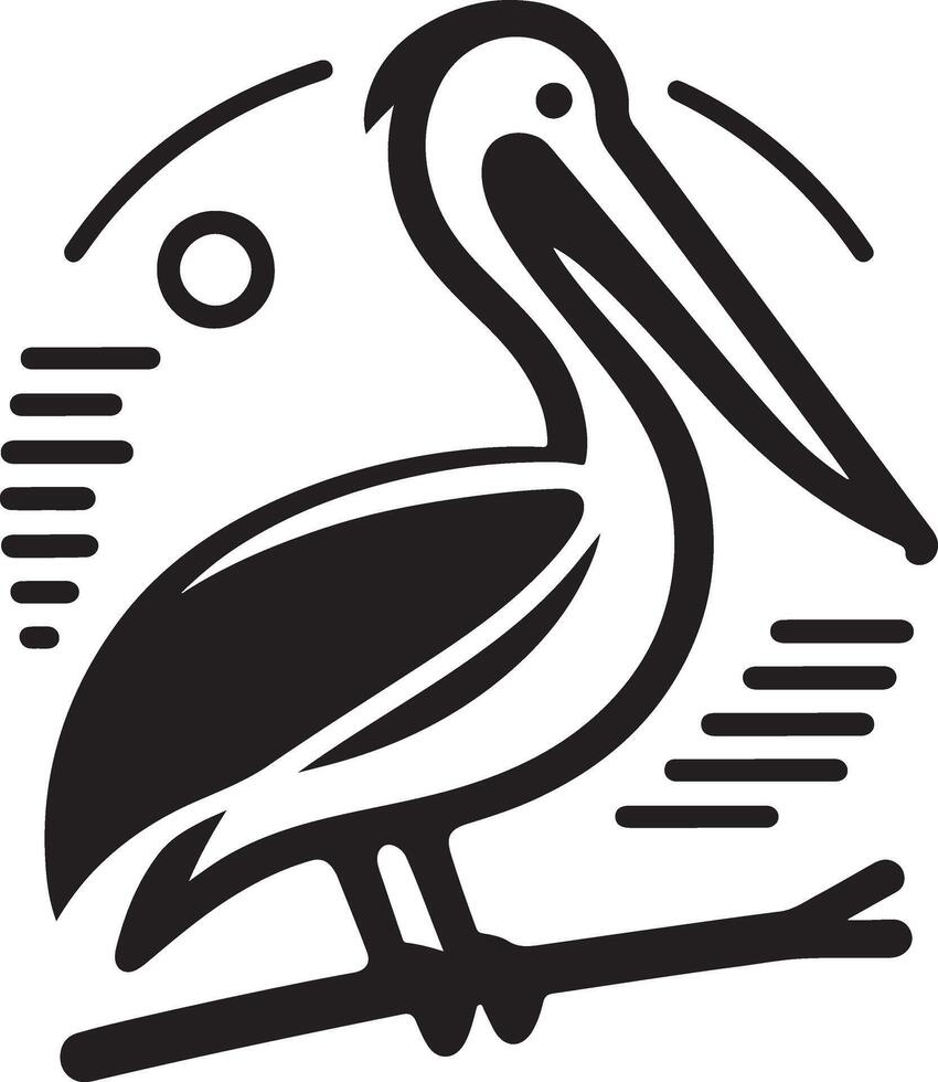 minimaal pelikaan vector icoon, vlak symbool, zwart kleur silhouet, wit achtergrond 25
